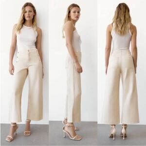 Zara Pants Wide Leg Cropped Jeans